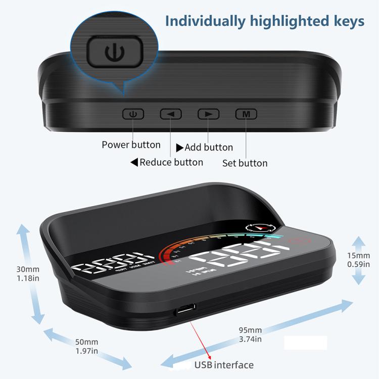 M22 Car Electronic Dog HUD Head-up Display Car OBD Universal Speedometer