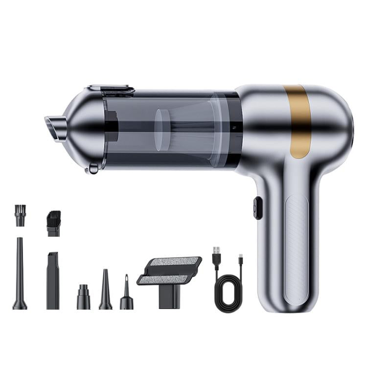 SUITU ST-6665 Pro Car Wireless Vacuum Cleaner High Power Portable Mini Handheld Blower Vacuum Cleaner, Silver Gold, With Bag Silver Gold