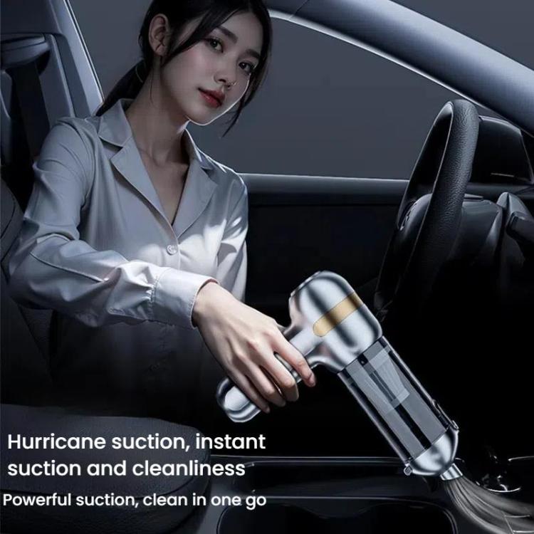 SUITU ST-6665 Pro Car Wireless Vacuum Cleaner High Power Portable Mini Handheld Blower Vacuum Cleaner, Silver Gold, With Bag Silver Gold