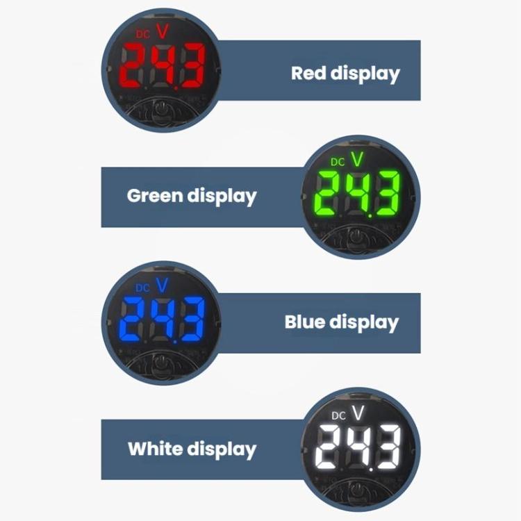 LED Digital Display Circular Voltage Meter, Red DC 7-120V, Green DC 7-120V, Blue DC 7-120V, White DC 7-120V, Red AC 65-265V, Green AC 65-265V, Blue AC 65-265V, White AC 65-265V