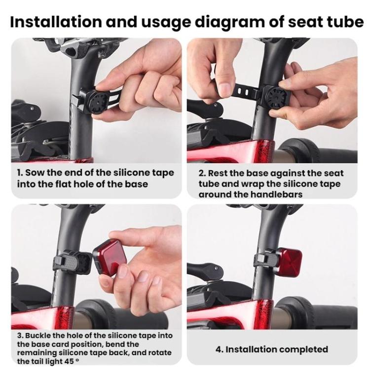Bicycle Charging Taillights Smart Brake Sensing Taillights Night Riding Waterproof Warning Lights, Seat Cushion, Seat Post