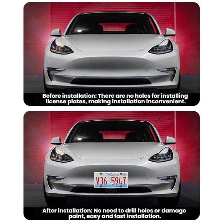 For Tesla 2024+ Model 3 Highland US Standard Punch-Free License Plate Frame
