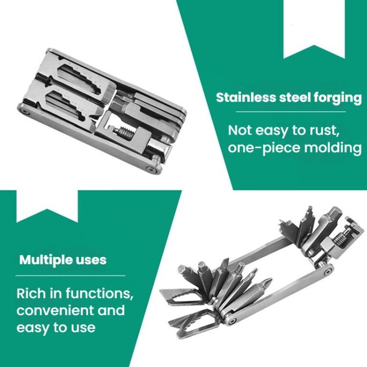 Bicycle 15 In 1 Repair Tool Chain Wrench, 15 In 1
