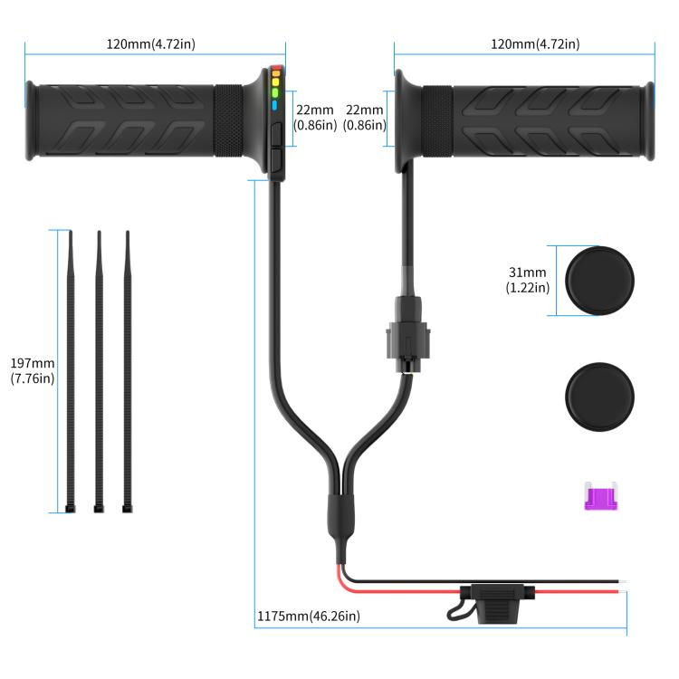 Rainbow Light ATV Heated Handlebars With Memory Function, CS-2147B2