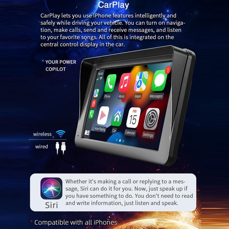 7-inch HD  Touch Screen + HD 8-light Reversing Image Wireless Carplay Car MP5 Player, X5300 With 8-light Camera