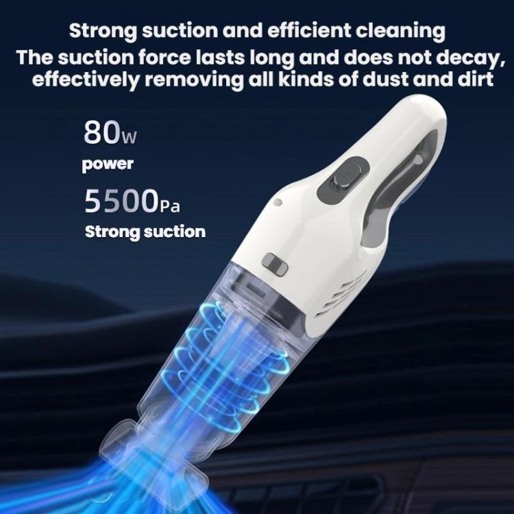 Car-mounted High-power Strong Suction Cordless Vacuum Cleaner, White 5500PA, White Brushless 12000PA