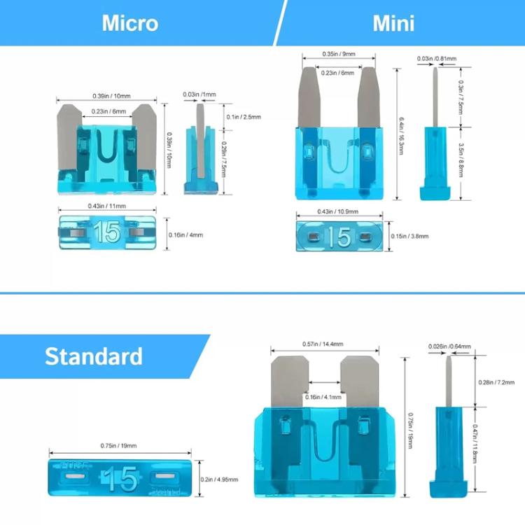 Car Small Medium Size Blade Fuse Assortment Kit, 300pcs Zinc Sheets