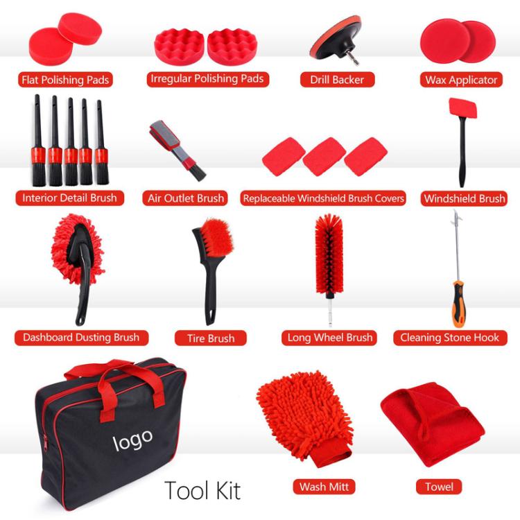 Car Cleaning Brush Set Power Drill Attachment For Vent Details Detail Brush With Sponge, 24pcs, 28pcs
