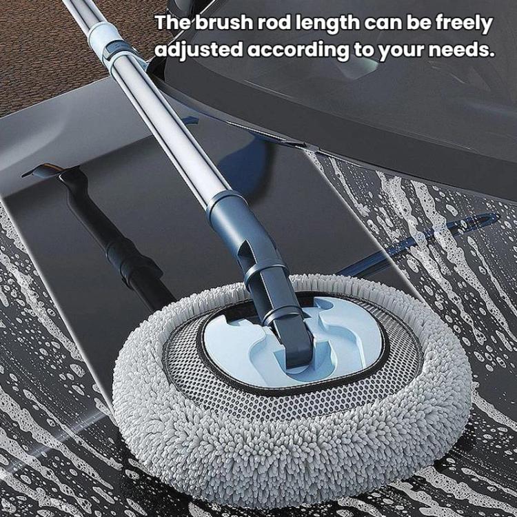 Soft Bristle Curved Rod Telescopic Car Washing Mop Car Dusting Brush Car Cleaning Tools, White