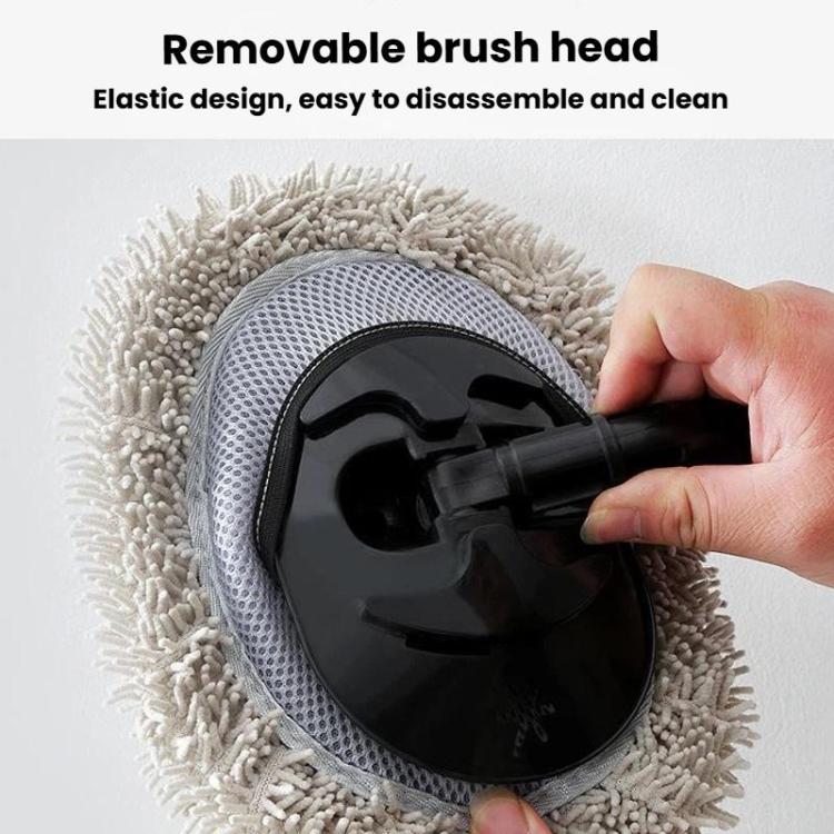 Soft Bristle Curved Rod Telescopic Car Washing Mop Car Dusting Brush Car Cleaning Tools, White