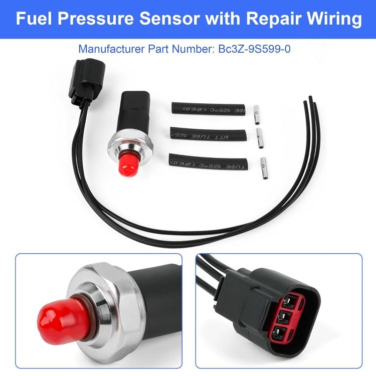 Fuel Pressure Sensor with Repair Wiring Harness For 2012-2016 Ford 6.7L PowerStroke F-250/F-350/F-450/F-550 Super Duty, BC3Z-9S599-C
