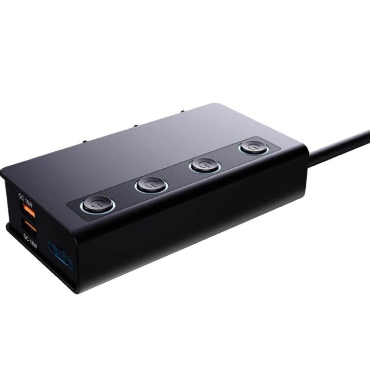 Car Cigarette Lighter 3 In 1 Car Charger With Switches Voltage Display Multiple Ports, TR51