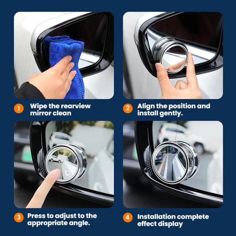 Car Suction Cup Type Wide-angle Reversing Mirror With Rain Guard, Silver, Black, White, Red, Blue