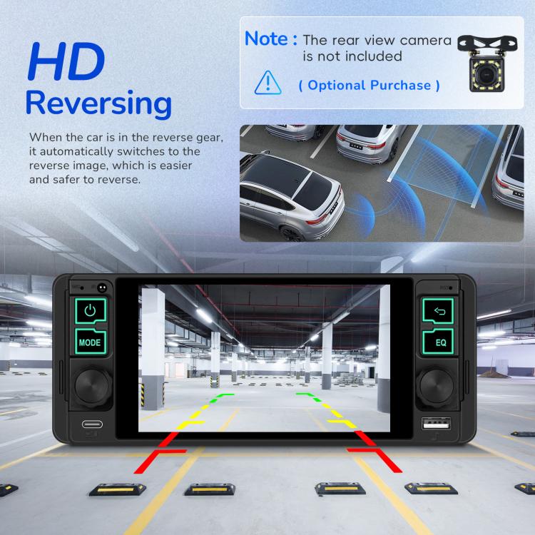 5.1 inch Horizontal Screen Single-seat Universal MP5 Player With Wireless Carplay Function Integrated Machine, Standard, Standard+12 Light Camera