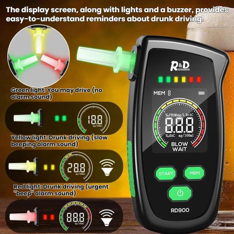R&D INSTRUMENTS RD900 High-Sensitivity Rapid Screening Alcohol Tester Portable Breath Alcohol Detector, RD900