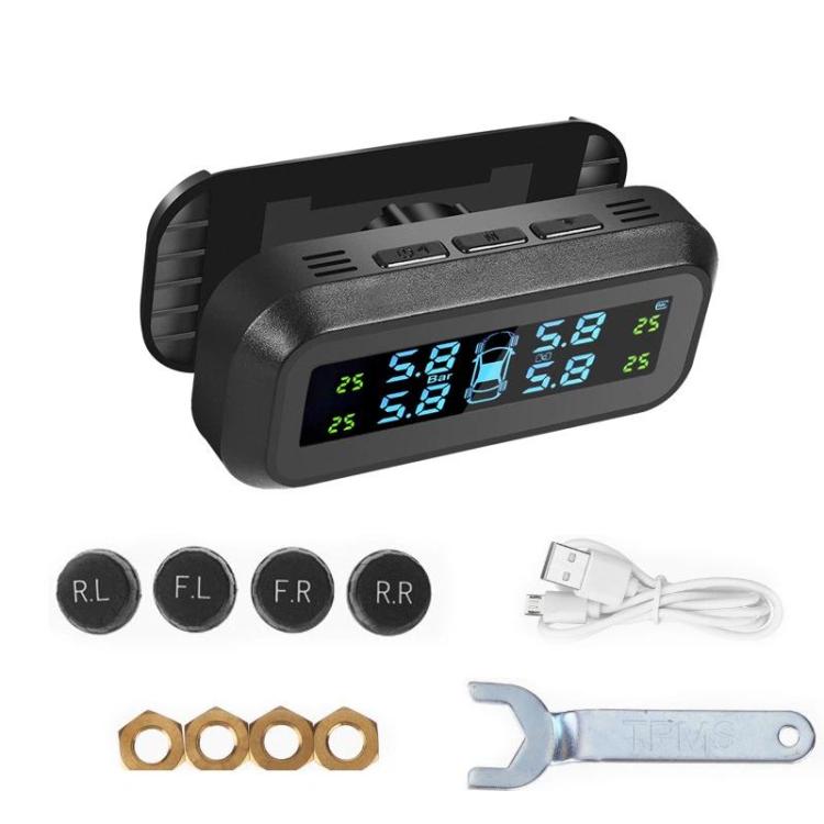 Solar-Powered Wireless Car Tire Pressure Monitor, External, Internal