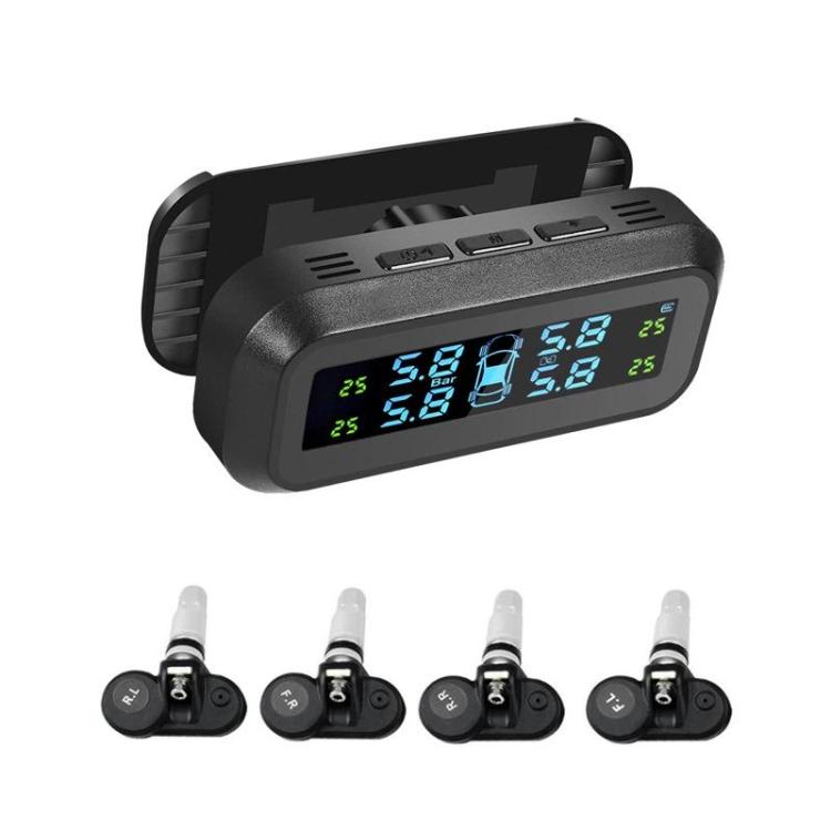 Solar-Powered Wireless Car Tire Pressure Monitor, External, Internal