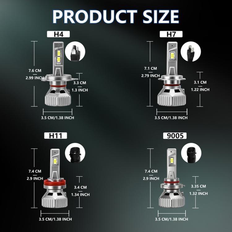 2pcs/Pack 50W 5000LM IP68 Waterproof Automotive LED Headlights, A6 H7, A6 H4, A6 H11, A6 9005, A6 9006