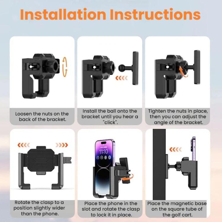 Golf Cart Magnetic No Block The Camera Lens Phone Holder, YYS-728