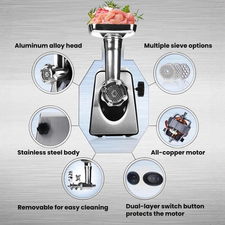 400W Stainless Steel Electric Meat Grinder With Sausage Stuffer, EU Plug, US Plug, UK Plug