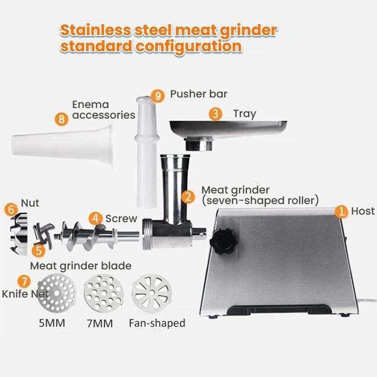400W Stainless Steel Electric Meat Grinder With Sausage Stuffer, EU Plug, US Plug, UK Plug