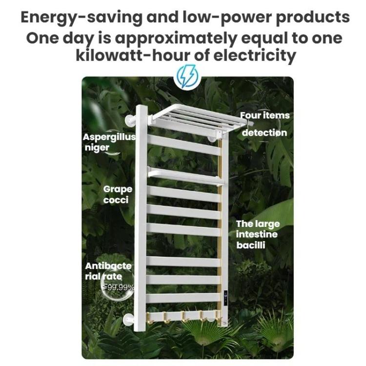 Smart Touchscreen Display Electric Heated Towel Rack Bathroom Drying Rack, Small Black Right Wiring, Small Black Left Wiring