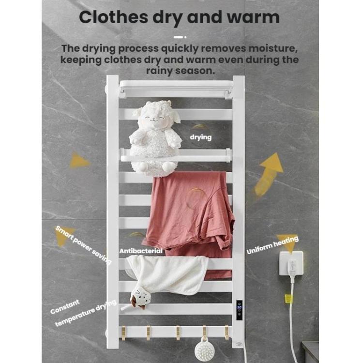 Smart Touchscreen Display Electric Heated Towel Rack Bathroom Drying Rack, Large Platinum Right Wiring, Large Platinum Left Wiring, Large White Right Wiring, Large White Left Wiring, Large Black Right Wiring, Large Black Left Wiring                    ...