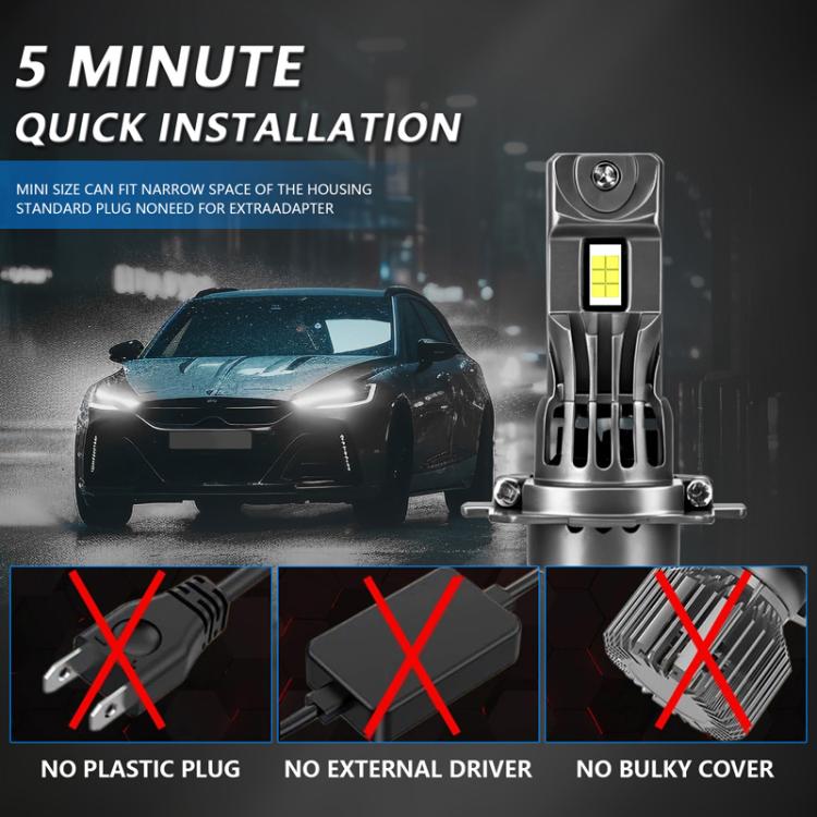 2pcs/Pack 6500K Focused Beam Plug-And-Play Car Headlight With Fan, Z08 H11