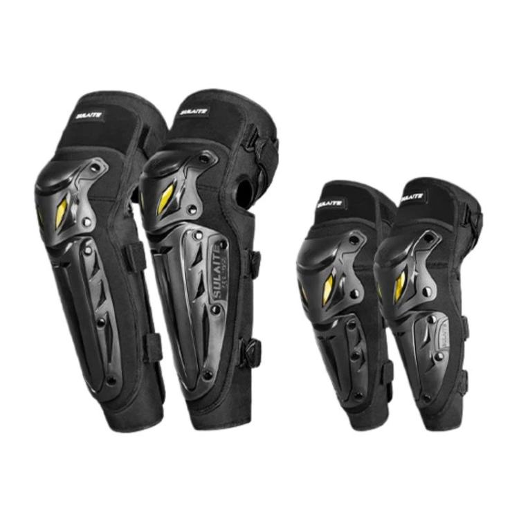 SULAITE Winter Thickened Warm Motorcycle Riding Windproof Gear, Knee Pads 2pcs /Set, Elbow Pads 2pcs /Set, Protective Gear 4pcs /Set