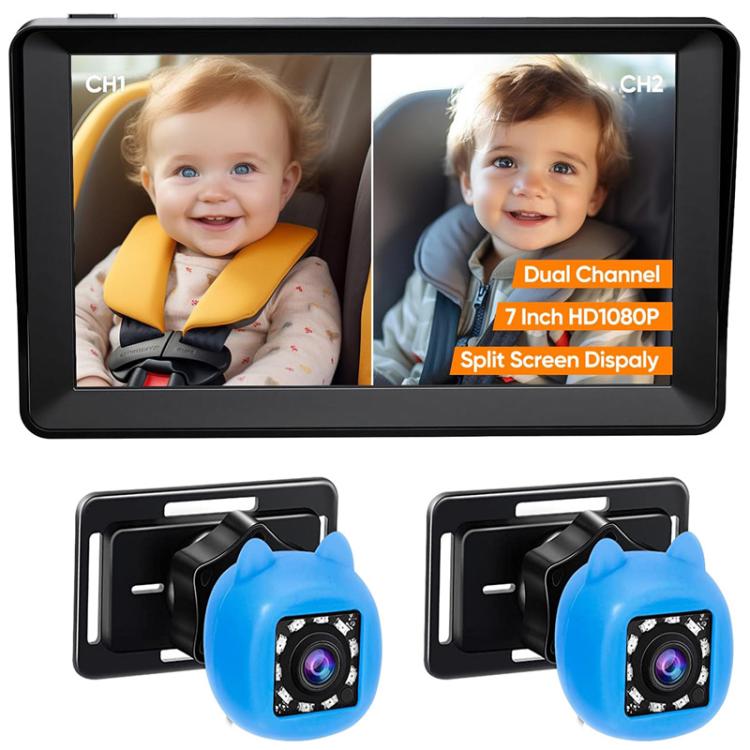 7 Inch Dual-Lens Car Baby Monitor Infrared Night Vision Camera