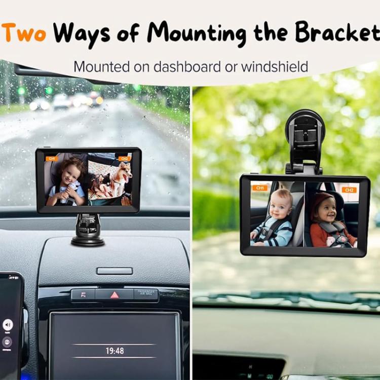 7 Inch Dual-Lens Car Baby Monitor Infrared Night Vision Camera