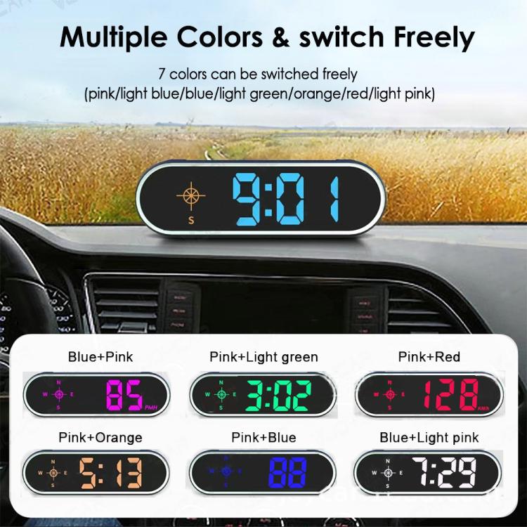 Colorful Head Up Display MPH/KMH Switchable Vehicle Speed Safety Warning Device, USB Cable, Dual USB Car Charger