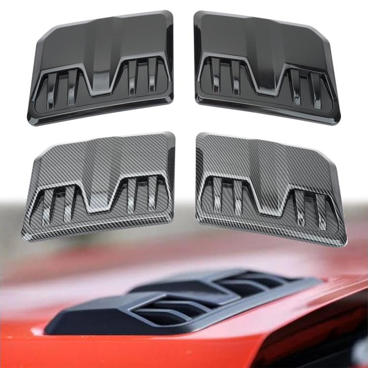 2pcs Auto Tuning ABS Hood Cover Universal Decorative Cover for Engine Hood Air Intake Vent, Bright, Carbon Color
