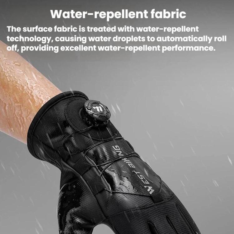 WEST BIKING YP0211270 Winter Bike Windproof Warm Gloves Water-Repellent Gloves With Buckle, M, L, XL, 2XL