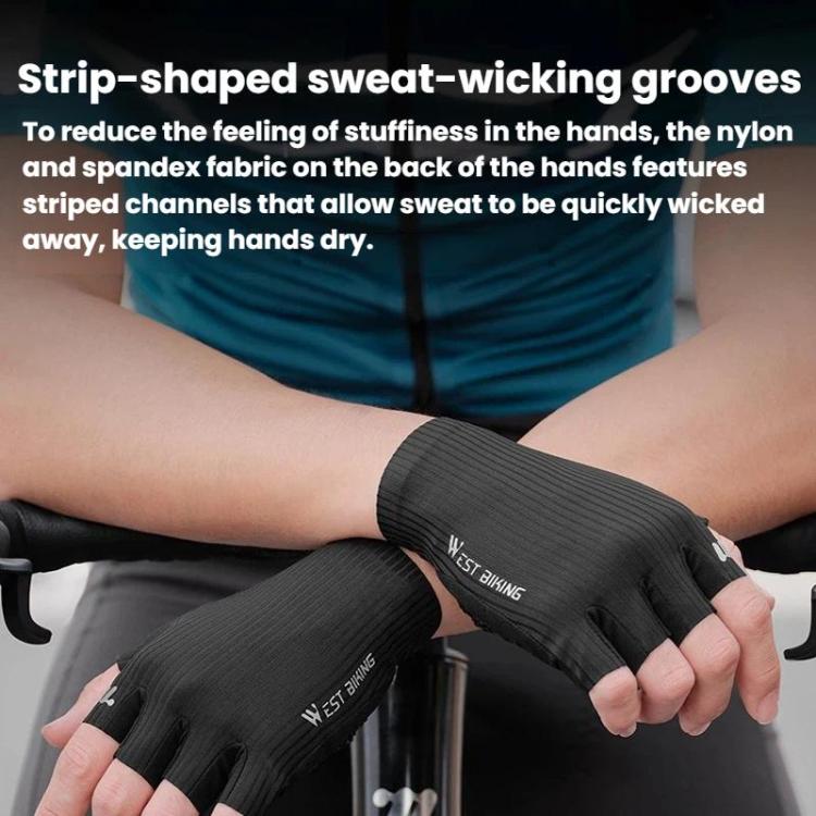 WEST BIKING YP0211274 3D Printed Half Finger Cycling Gloves Shock-Absorbing Anti-Slip Riding Gloves, M, L, XL, XXL