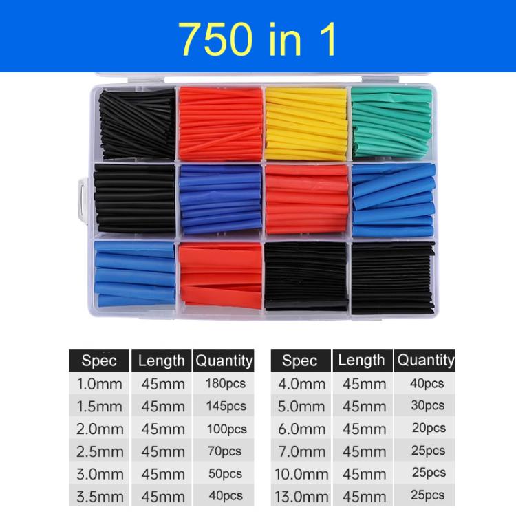 Thermoresistant Tube Heat Shrink Wrapping Kit, 164 in 1, 560 in 1, 750 in 1, 780 in 1, 800 in 1