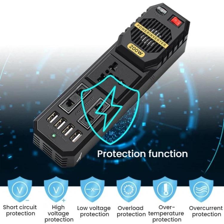 BYGD 200W 12V To 220V Mini Car Power Inverter