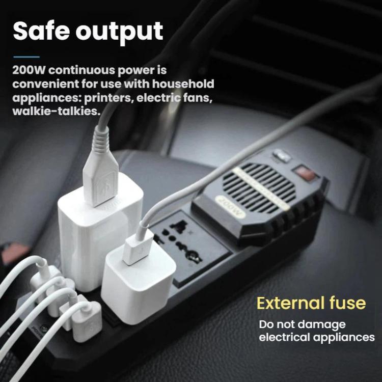 BYGD 200W 12V To 220V Mini Car Power Inverter