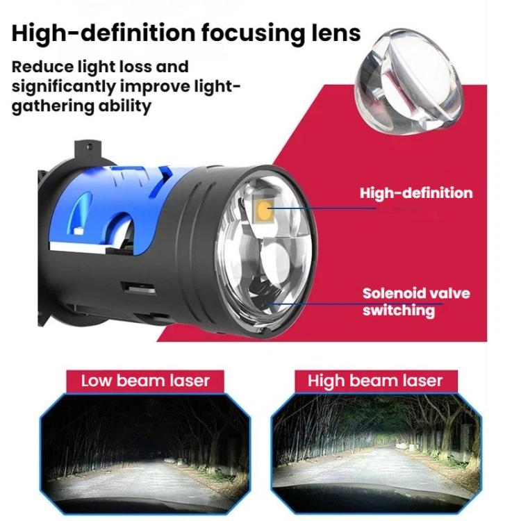 2pcs 6000K Automotive LED Laser Headlights Super Bright with Lens