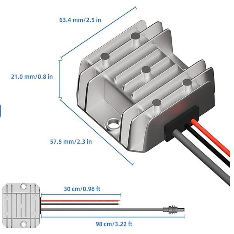 12V/24V To 30V 3.5A DC Power Converter, With 1M DC Cable, With 1M DC Cable + Clip, With 1M DC Cable + Fuse