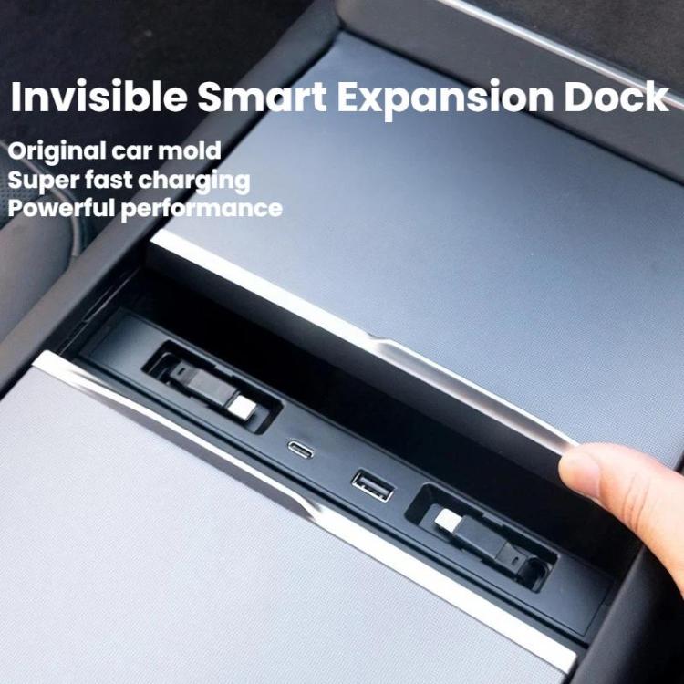 Car Central Charging Docking Station For Tesla 2025+ Model Y Juniper / 2024+ Model 3 Highland, 8 Pin+Type-C, Type-C+Type-C