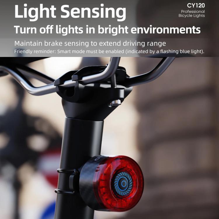 Bicycle Smart Braking Carbon Fiber Vibration Sensing Rear Light Warning Light, CY120