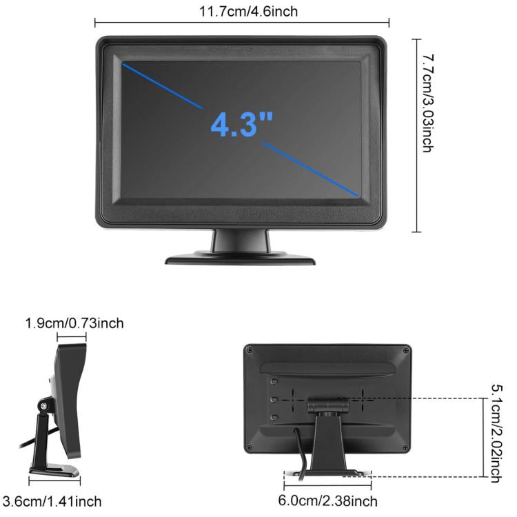 4.3 Inch 480P In-Car IPS Screen Baby Stroller Rear Seat Monitor
