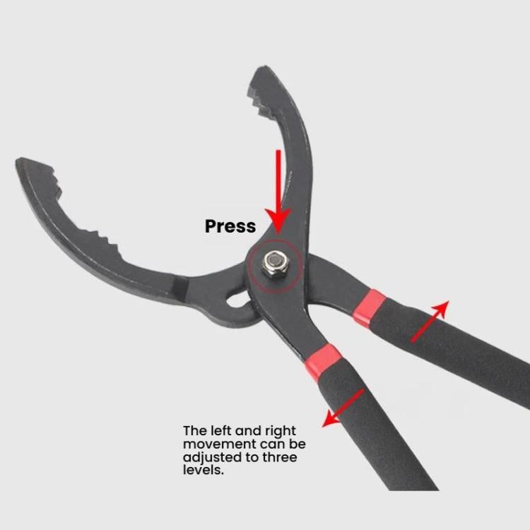 Clamp-Style Oil Filter Wrench 3-Position Adjustable Tool for Automotive Oil Filter Removal and Installation, 10-inch, 12-inch