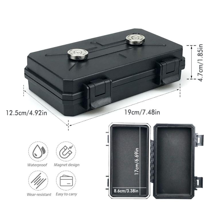Outdoor Portable Car Bottom Hidden Magnetic Storage Box, 19x12.5x4.7cm, 15x6x3.5cm, 12x7x4cm, 15.5x10x4.5cm, 20x12x5cm