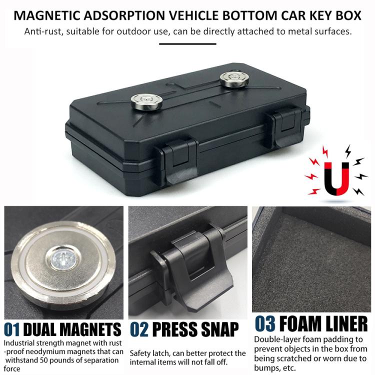Outdoor Portable Car Bottom Hidden Magnetic Storage Box, 19x12.5x4.7cm, 15x6x3.5cm, 12x7x4cm, 15.5x10x4.5cm, 20x12x5cm