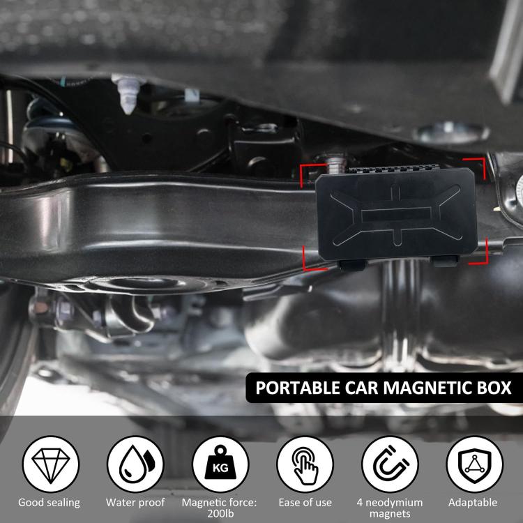 Outdoor Portable Car Bottom Hidden Magnetic Storage Box, 19x12.5x4.7cm, 15x6x3.5cm, 12x7x4cm, 15.5x10x4.5cm, 20x12x5cm