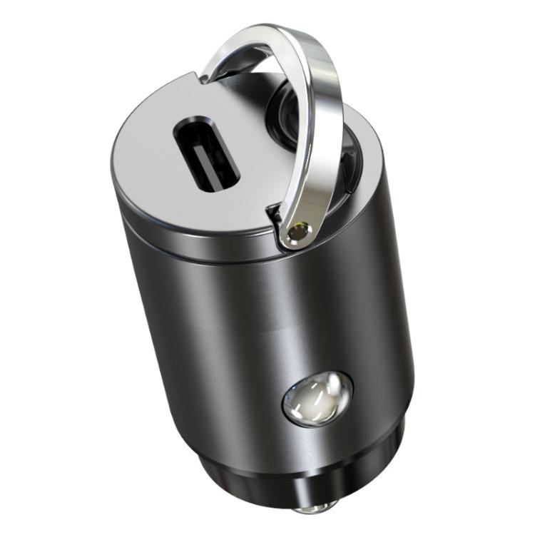 Mini Car Charger With Single Type-C Pull Ring For Cars Motorcycles, PD30W