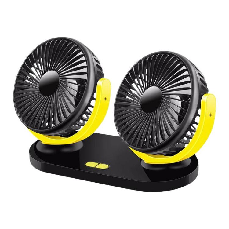 Rundong R-8037 USB Portable High Wind Car Dual-Head Fan Quiet Desk Fan For Office & Desktop