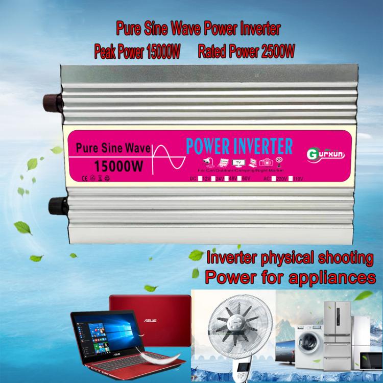 Gurxun 15000W Pure Sine Wave Car Power Inverter With Voltage Display High-Power Universal Power Outlet, 12V To 220V, 24V To 220V, 48V To 220V, 60V To 220V, 12V To 110V, 24V To 110V